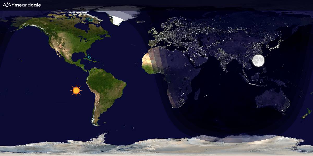 Verdenskart som viser dag og natt 