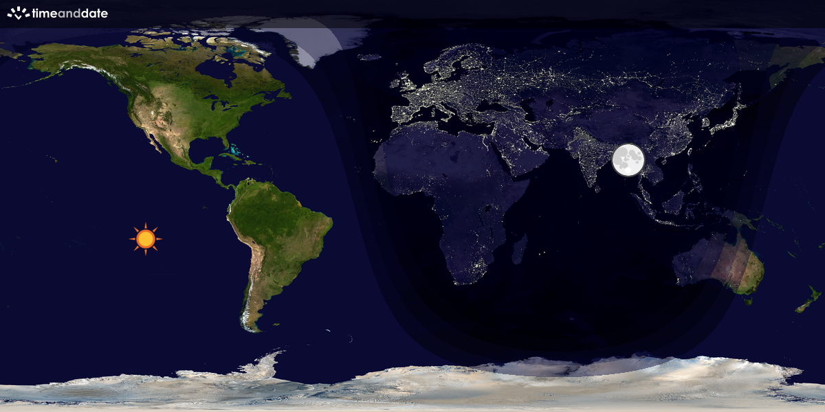 Verdenskart som viser dag og natt 