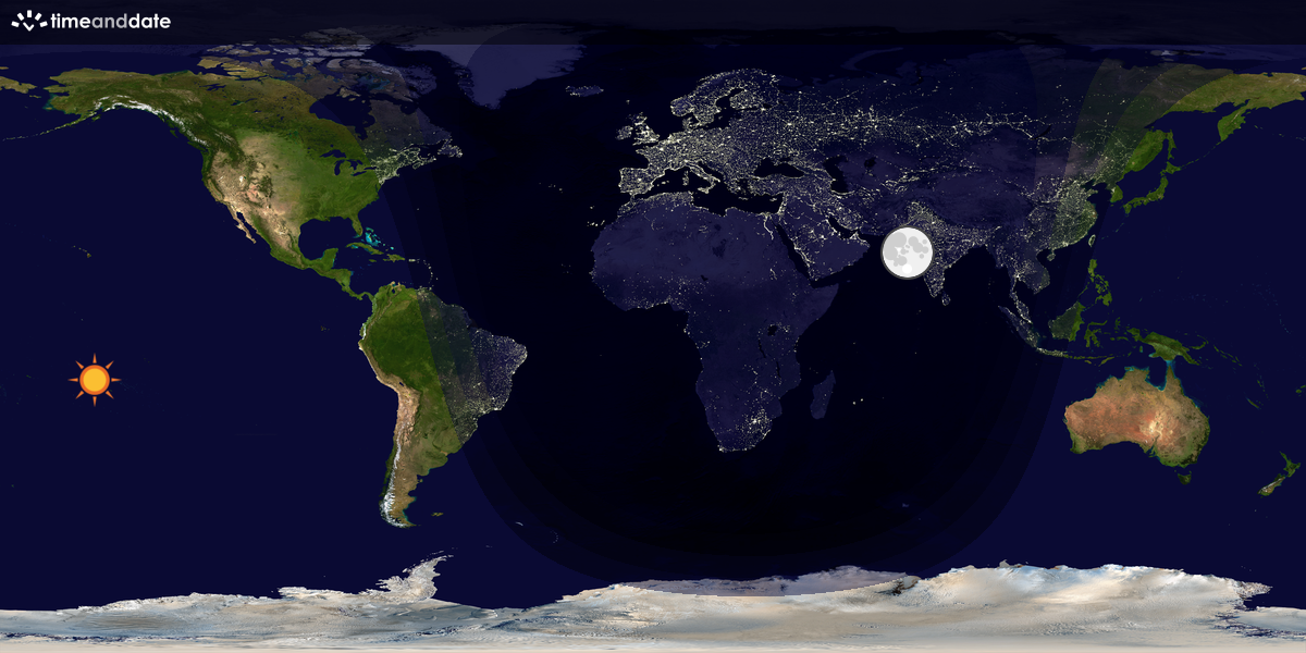 Verdenskart som viser dag og natt 