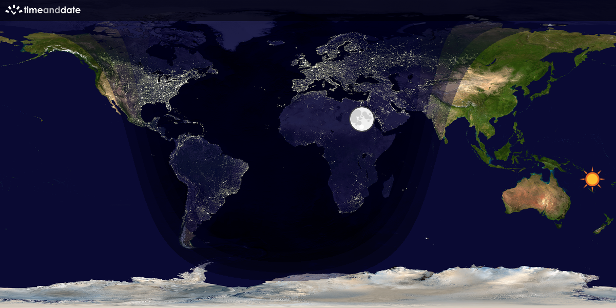 Verdenskart som viser dag og natt 