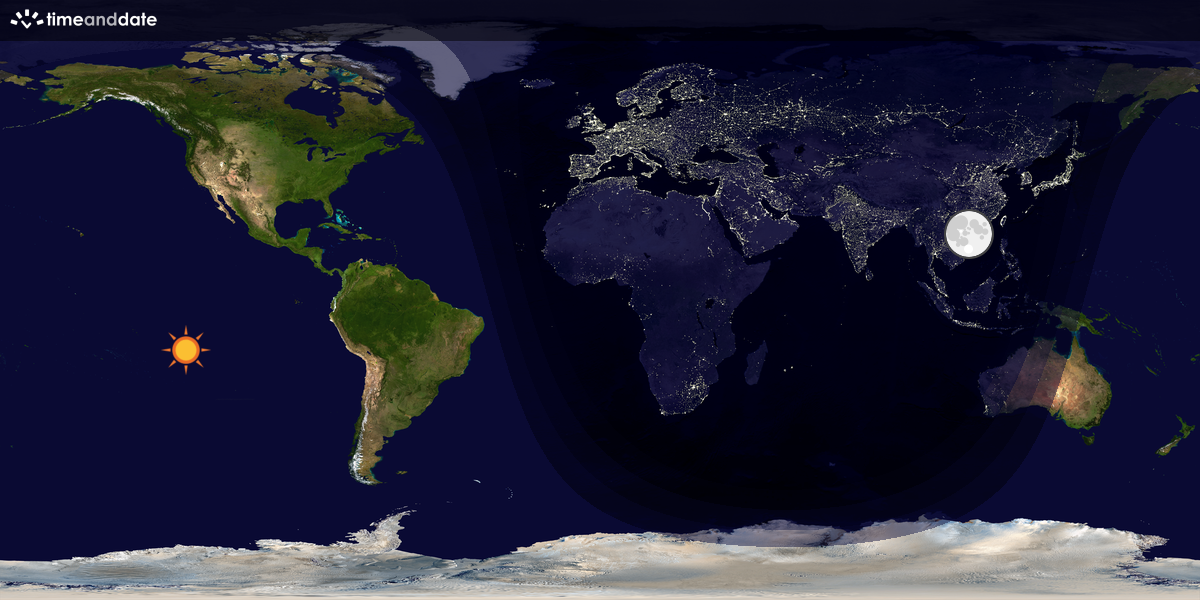 Verdenskart som viser dag og natt 