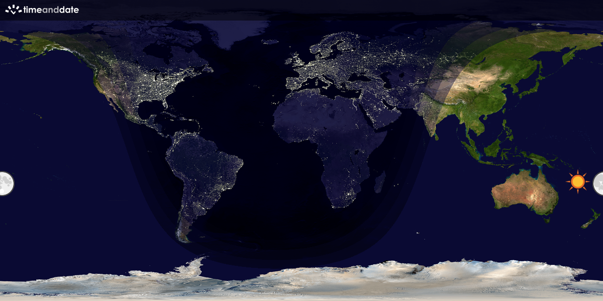 Verdenskart som viser dag og natt 