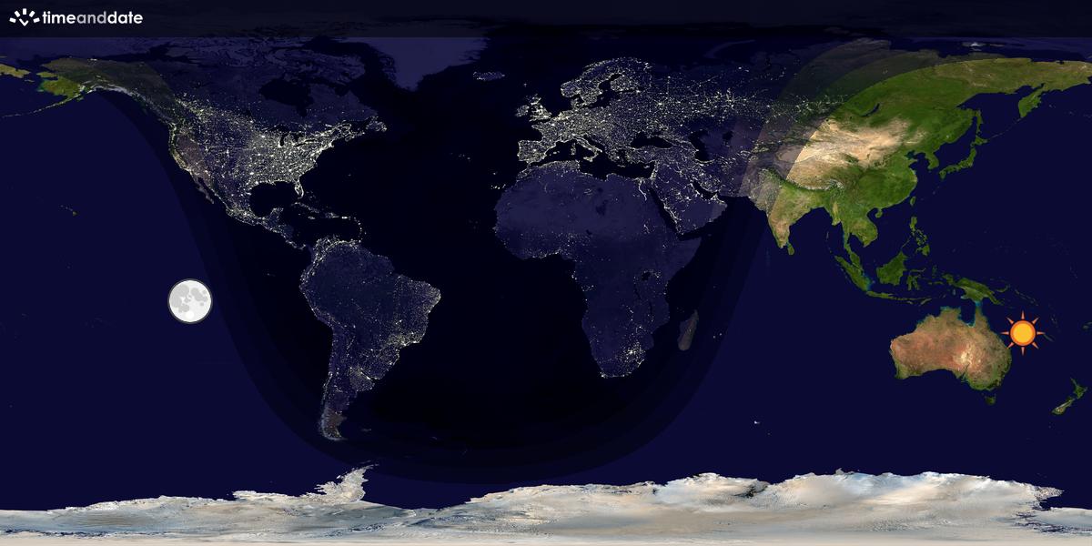 Verdenskart som viser dag og natt 