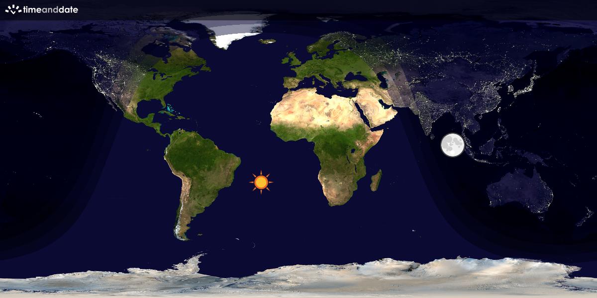 Verdenskart som viser dag og natt 