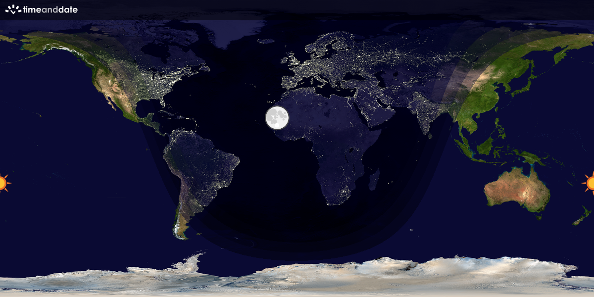 Verdenskart som viser dag og natt 