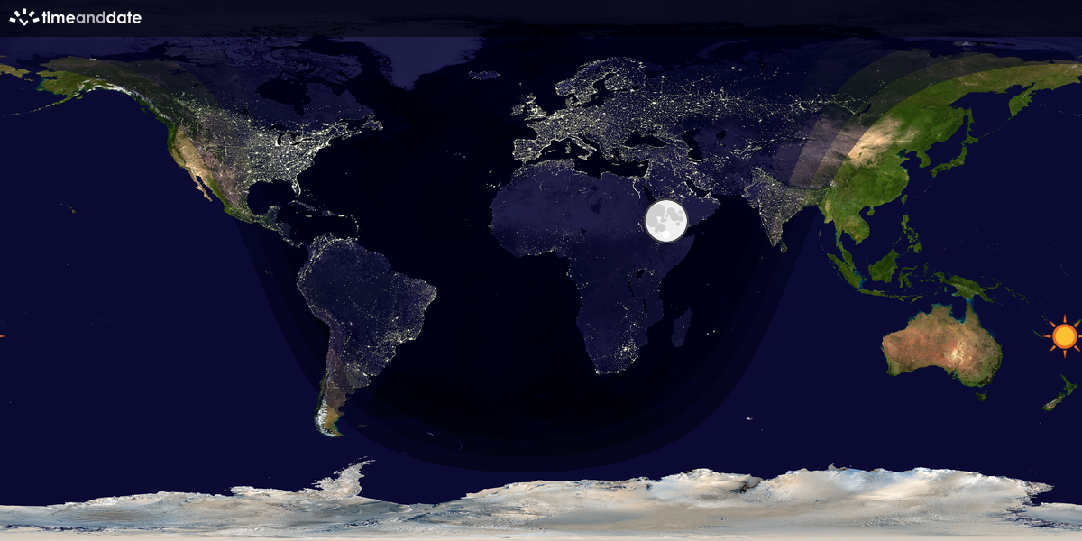 Verdenskart som viser dag og natt 