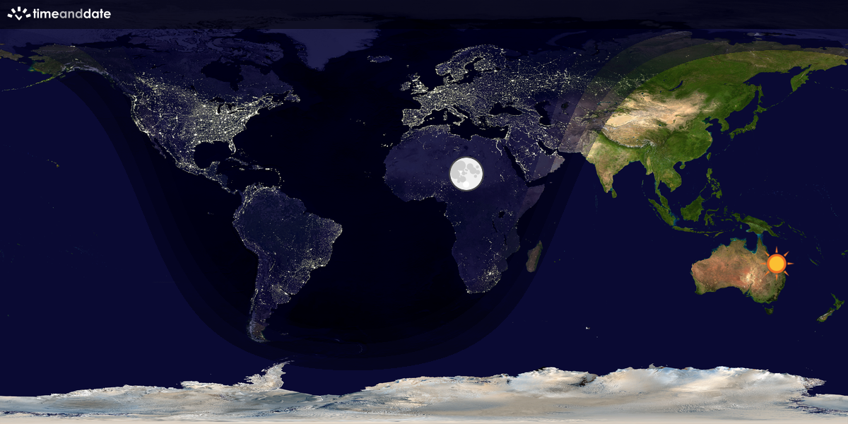 Verdenskart som viser dag og natt 