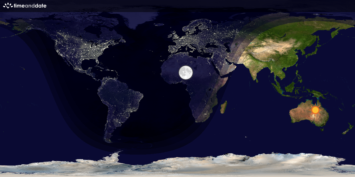Verdenskart som viser dag og natt 