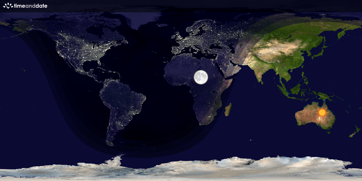 Verdenskart som viser dag og natt 