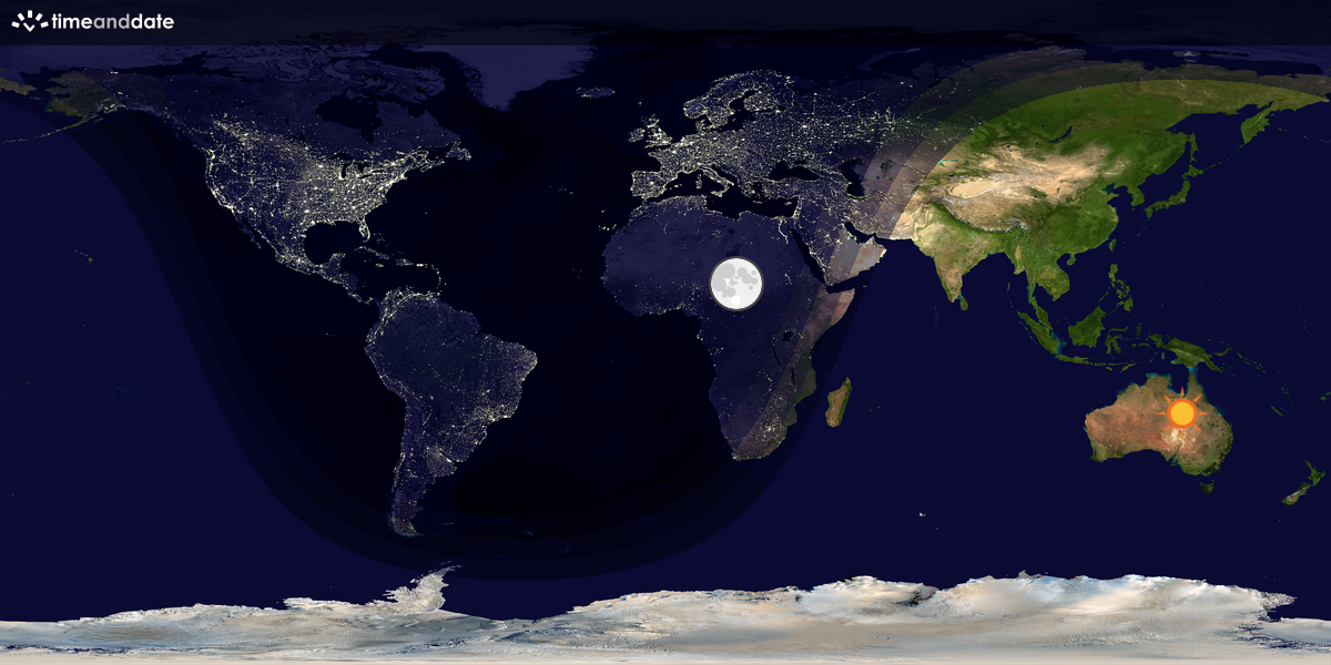 Verdenskart som viser dag og natt 