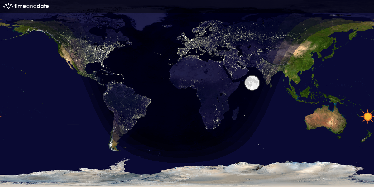 Verdenskart som viser dag og natt 