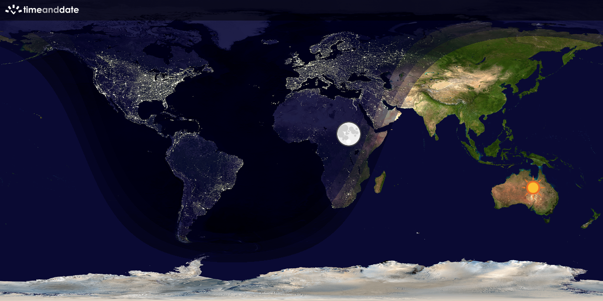 Verdenskart som viser dag og natt 