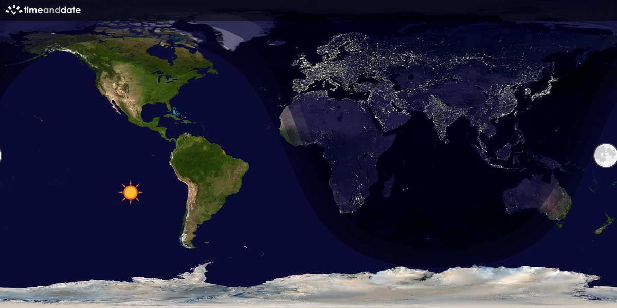 Verdenskart som viser dag og natt 