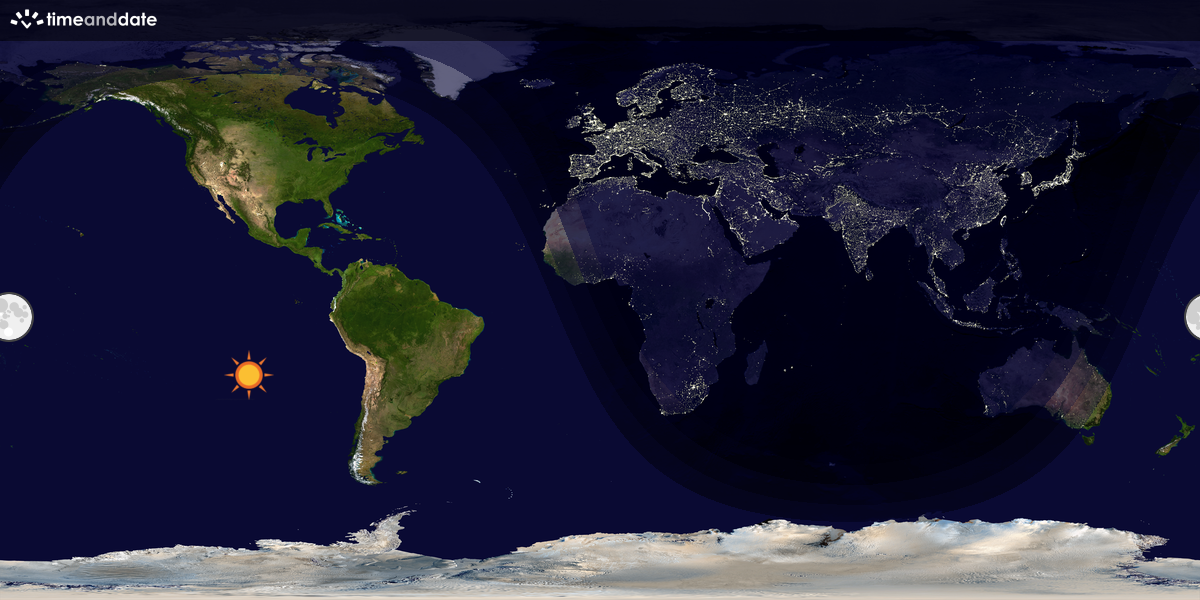 Verdenskart som viser dag og natt 
