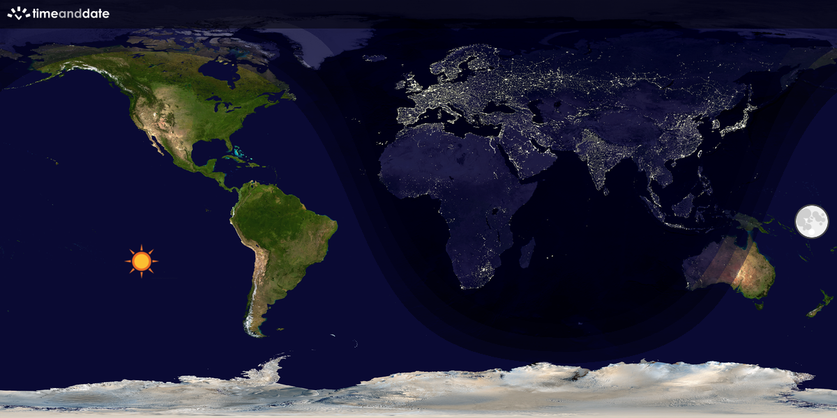 Verdenskart som viser dag og natt 