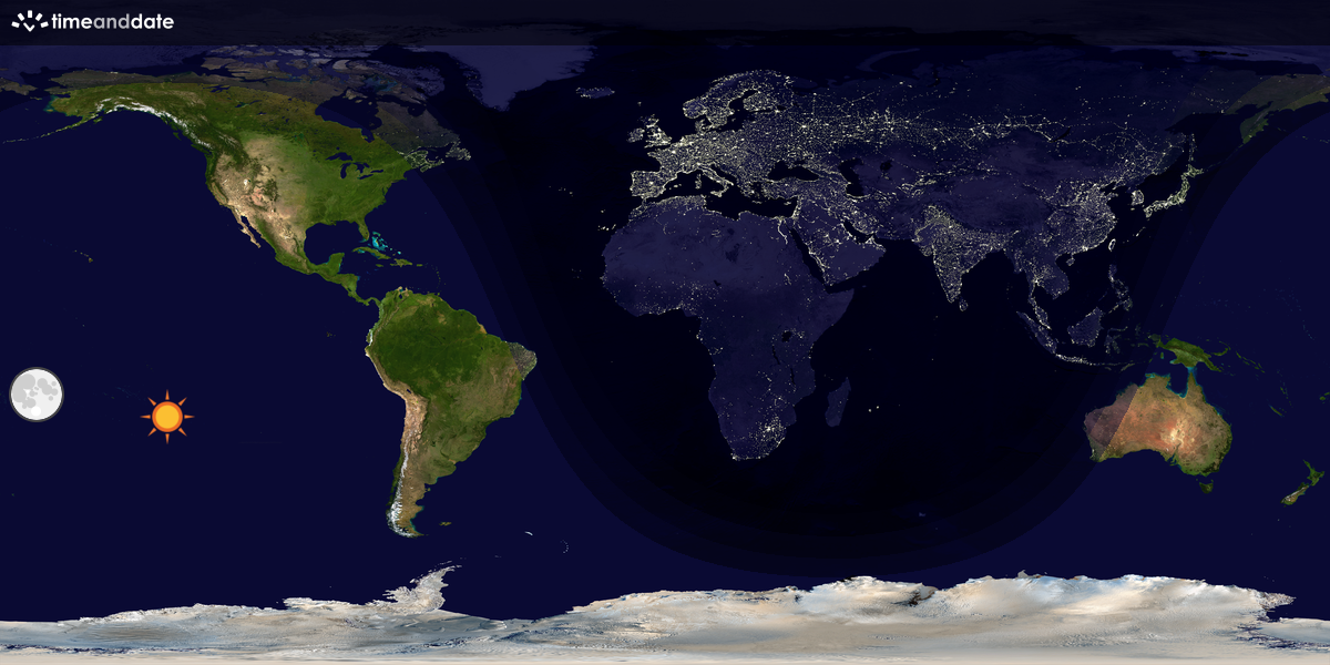 Verdenskart som viser dag og natt 