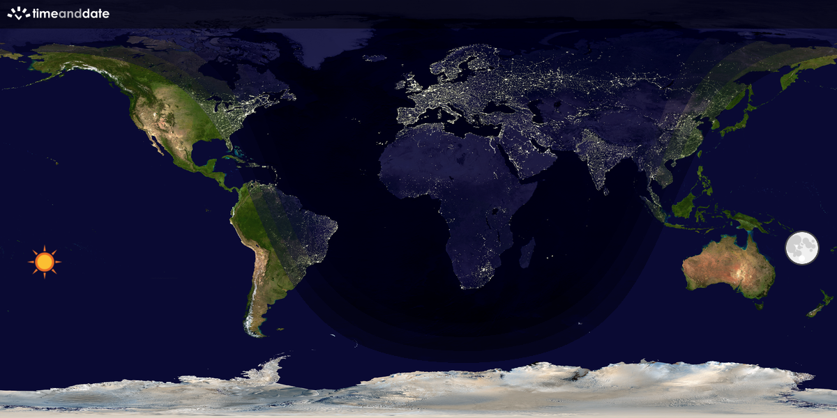 Verdenskart som viser dag og natt 
