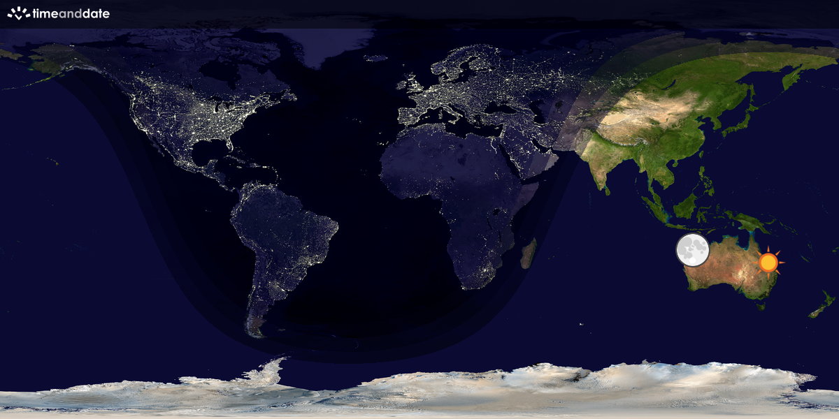 Verdenskart som viser dag og natt 