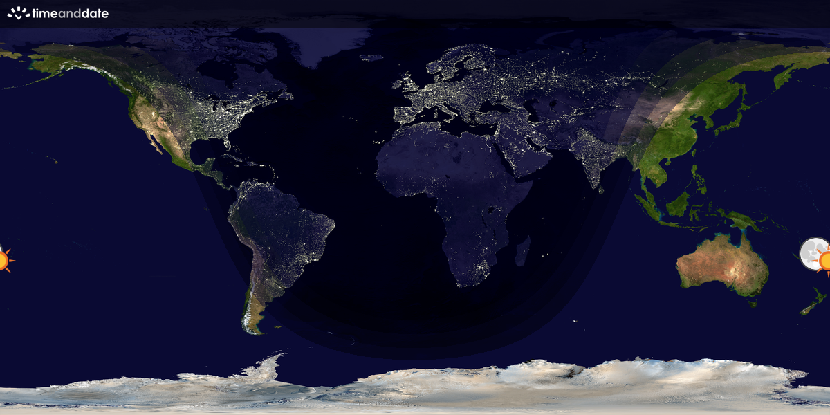 Verdenskart som viser dag og natt 