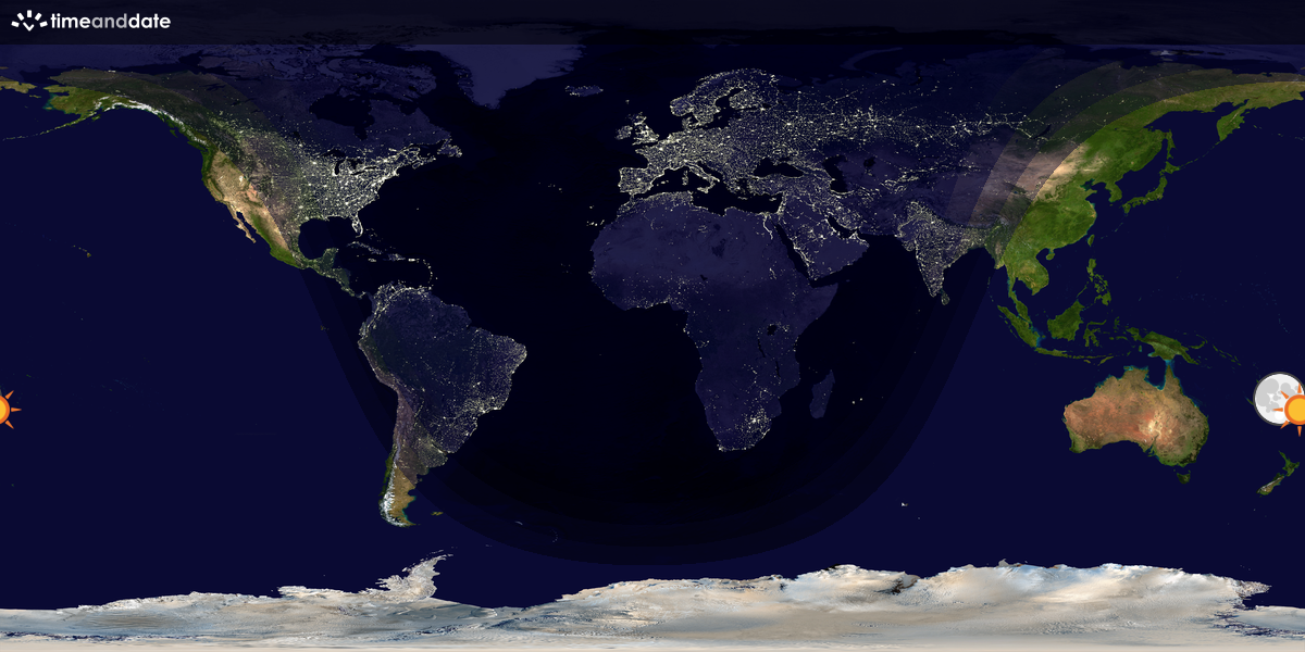 Verdenskart som viser dag og natt 