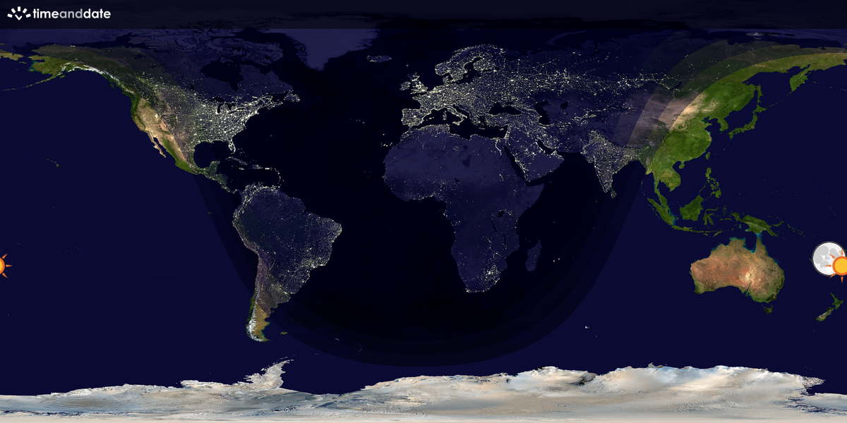 Verdenskart som viser dag og natt 