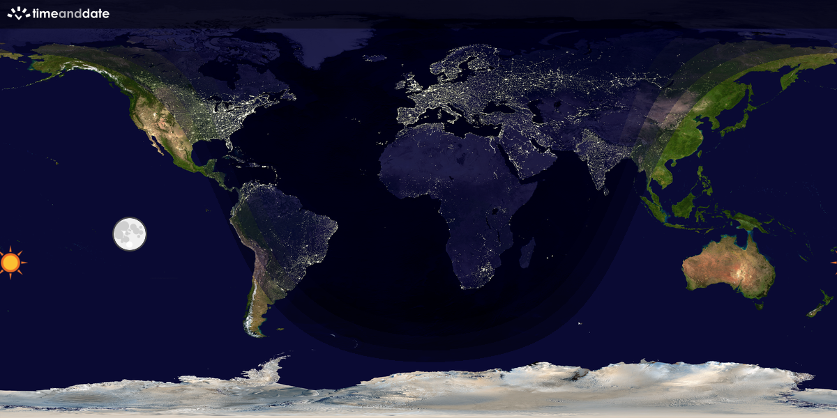 Verdenskart som viser dag og natt 
