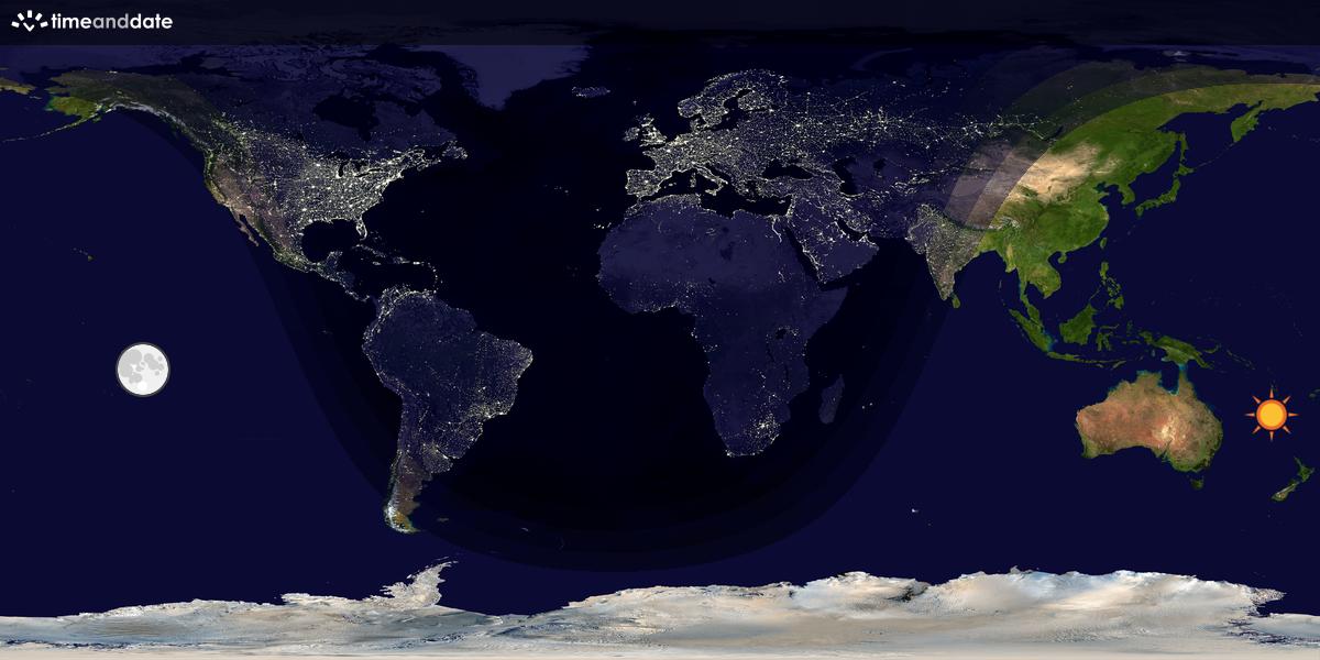 Verdenskart som viser dag og natt 