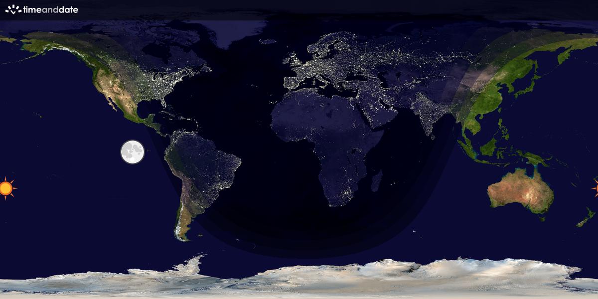 Verdenskart som viser dag og natt 