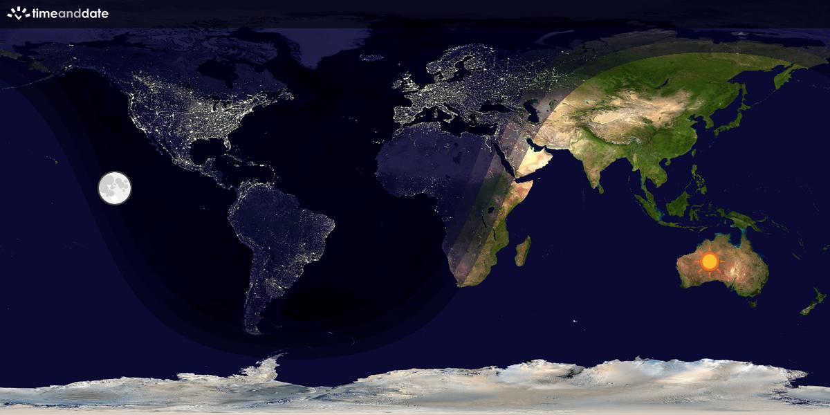 Verdenskart som viser dag og natt 