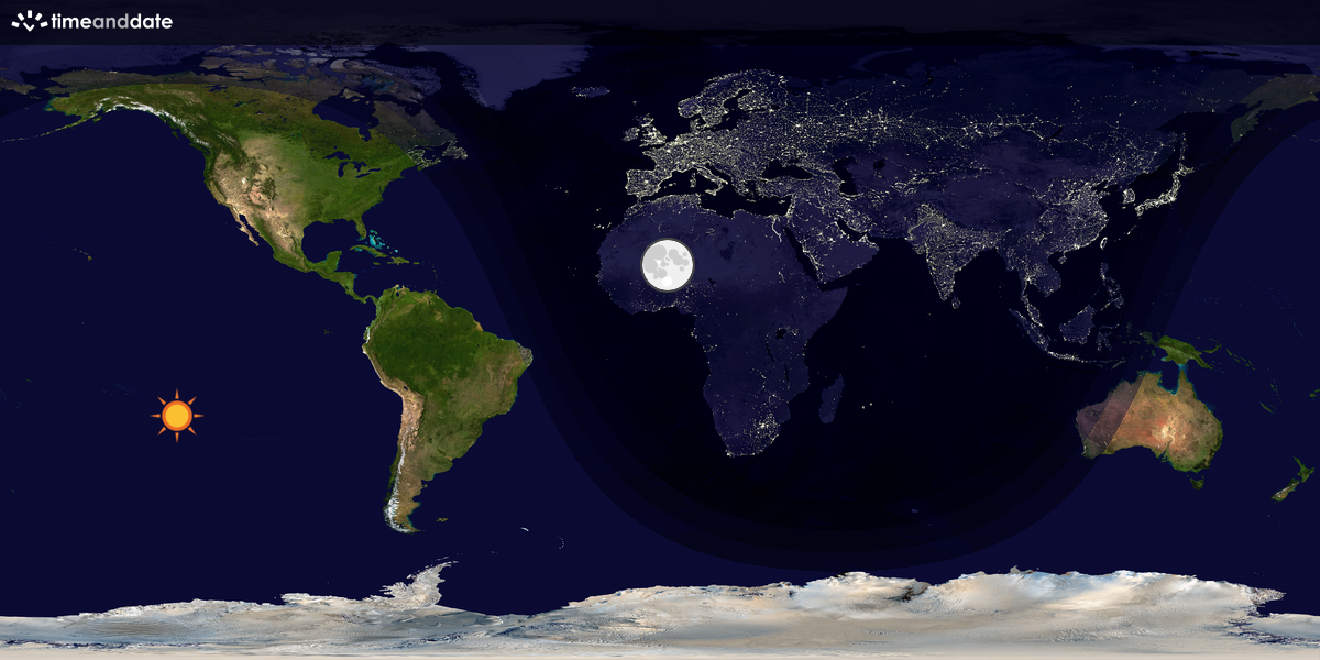 Verdenskart som viser dag og natt 