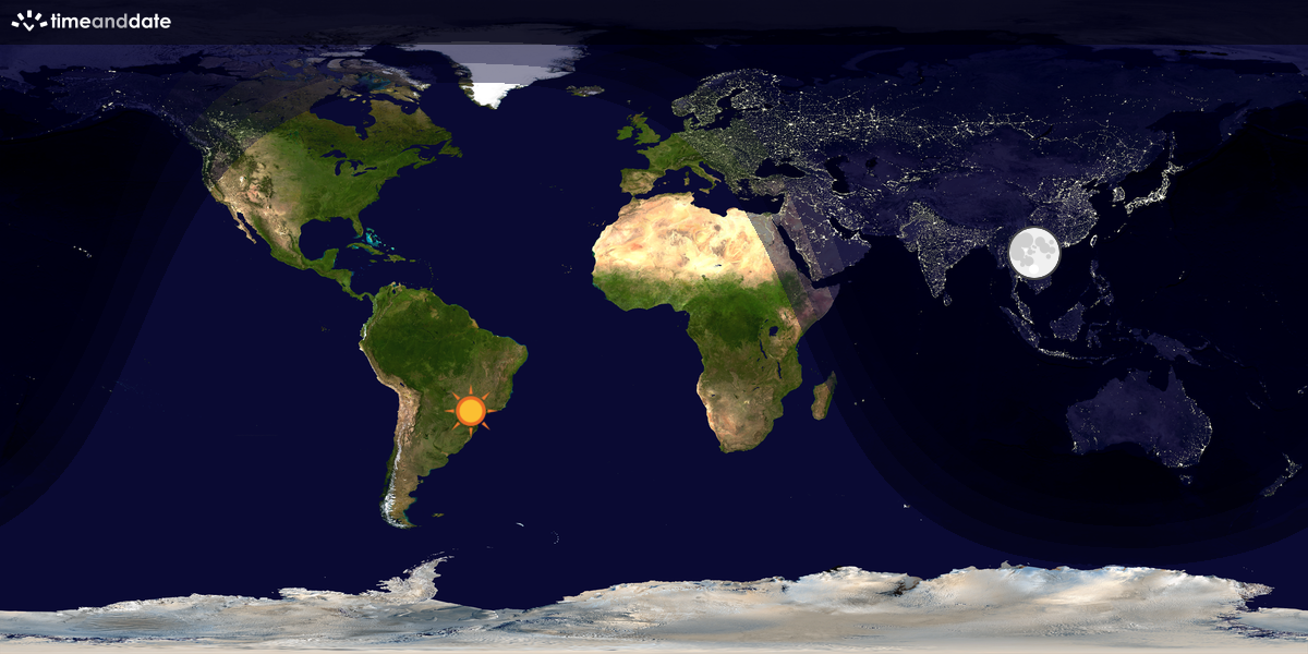 Verdenskart som viser dag og natt 
