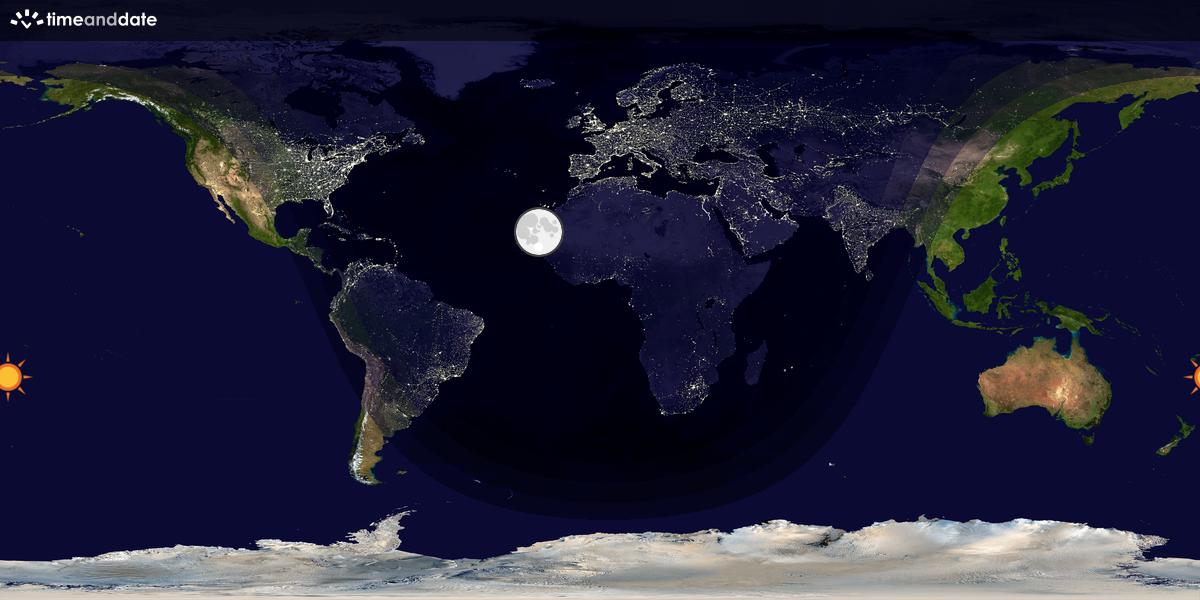 Verdenskart som viser dag og natt 