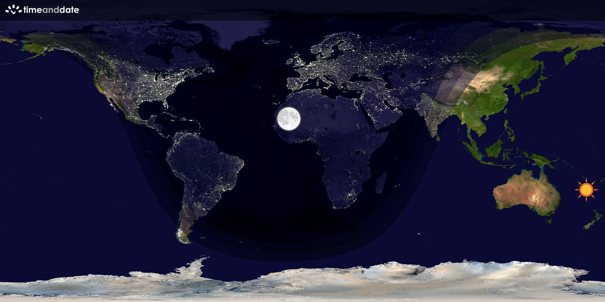 Verdenskart som viser dag og natt 
