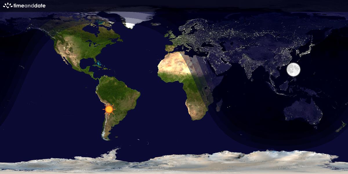 Verdenskart som viser dag og natt 