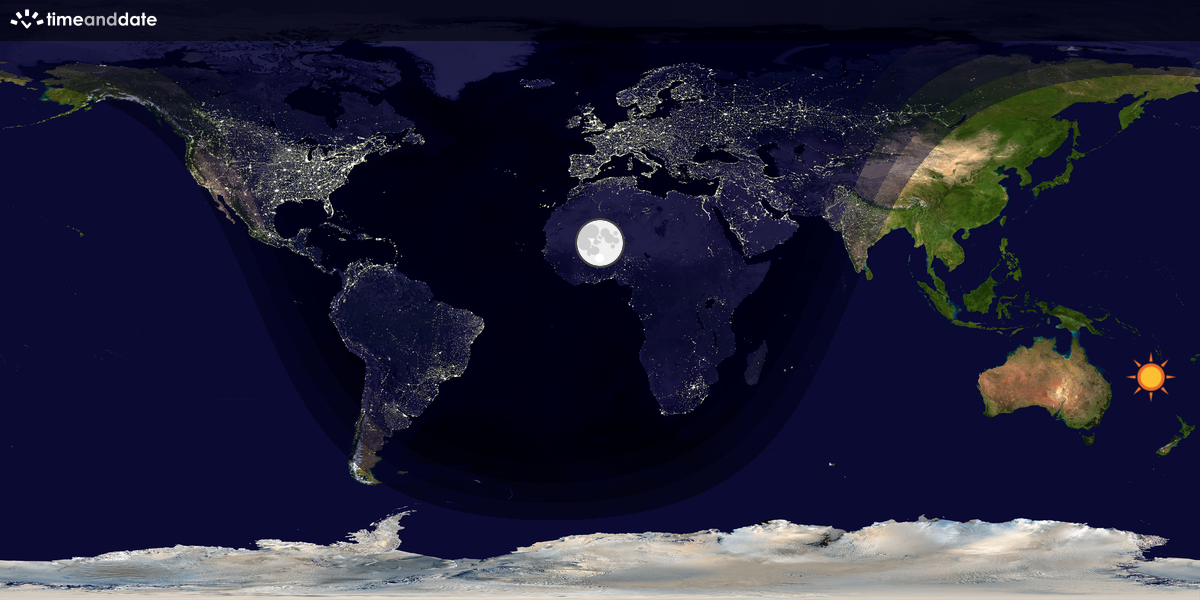 Verdenskart som viser dag og natt 