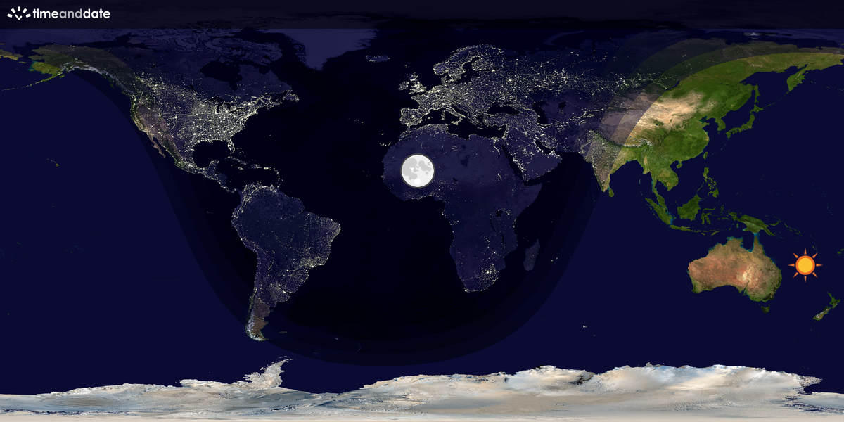 Verdenskart som viser dag og natt 