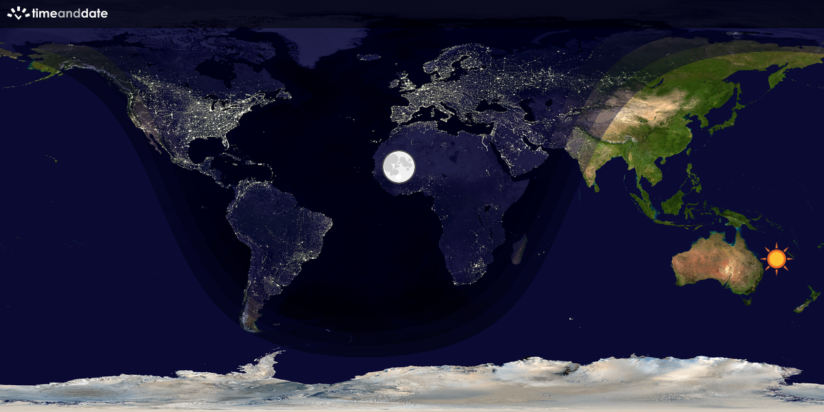 Verdenskart som viser dag og natt 