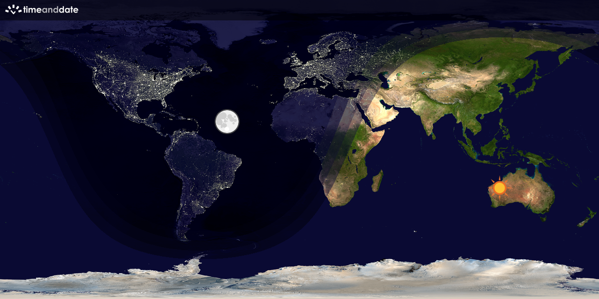 Verdenskart som viser dag og natt 