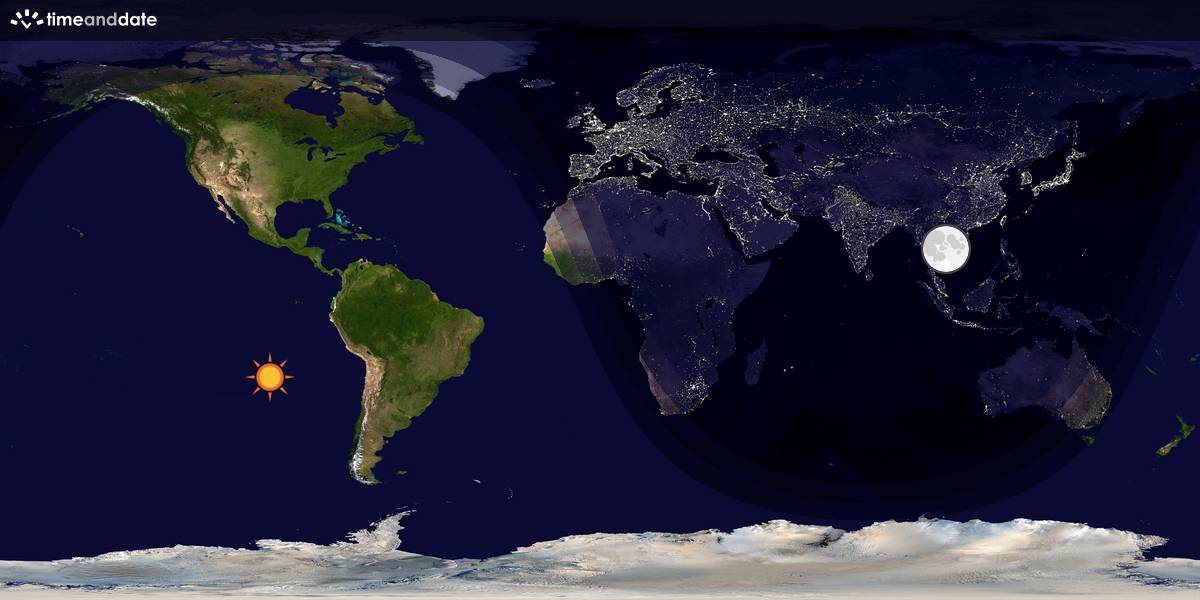 Verdenskart som viser dag og natt 