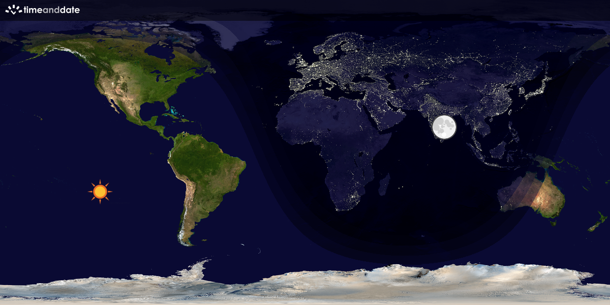 Verdenskart som viser dag og natt 