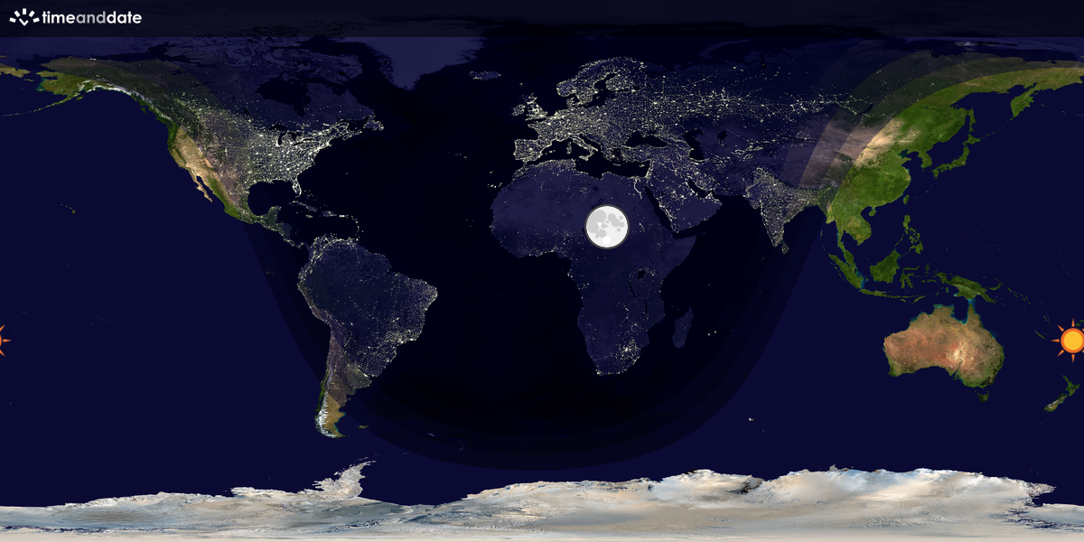 Verdenskart som viser dag og natt 