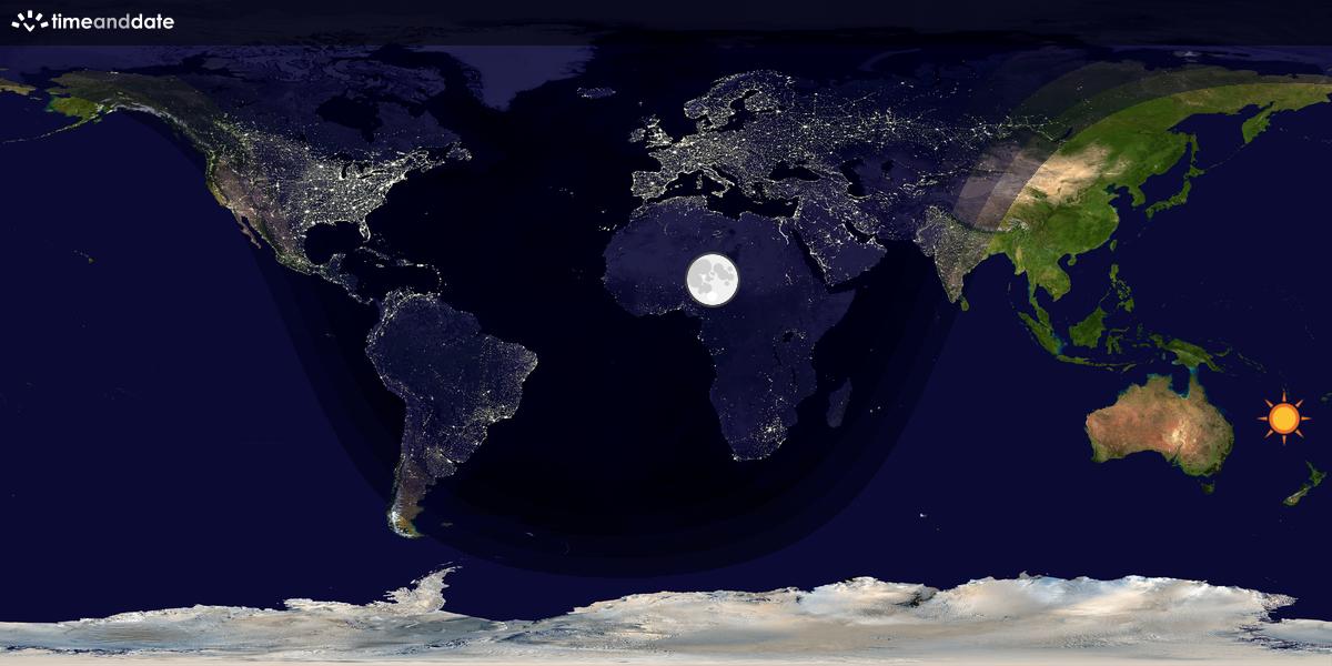 Verdenskart som viser dag og natt 