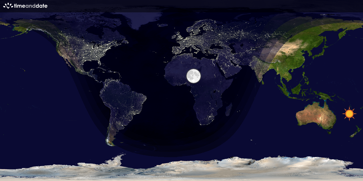 Verdenskart som viser dag og natt 