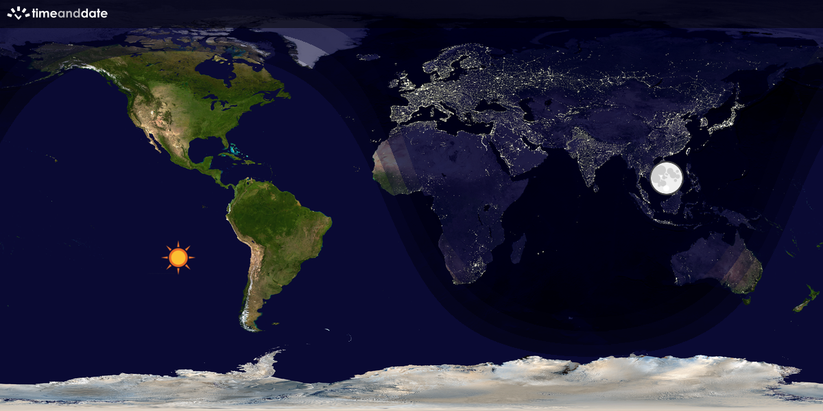Verdenskart som viser dag og natt 