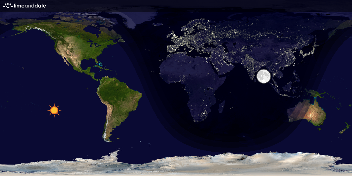 Verdenskart som viser dag og natt 