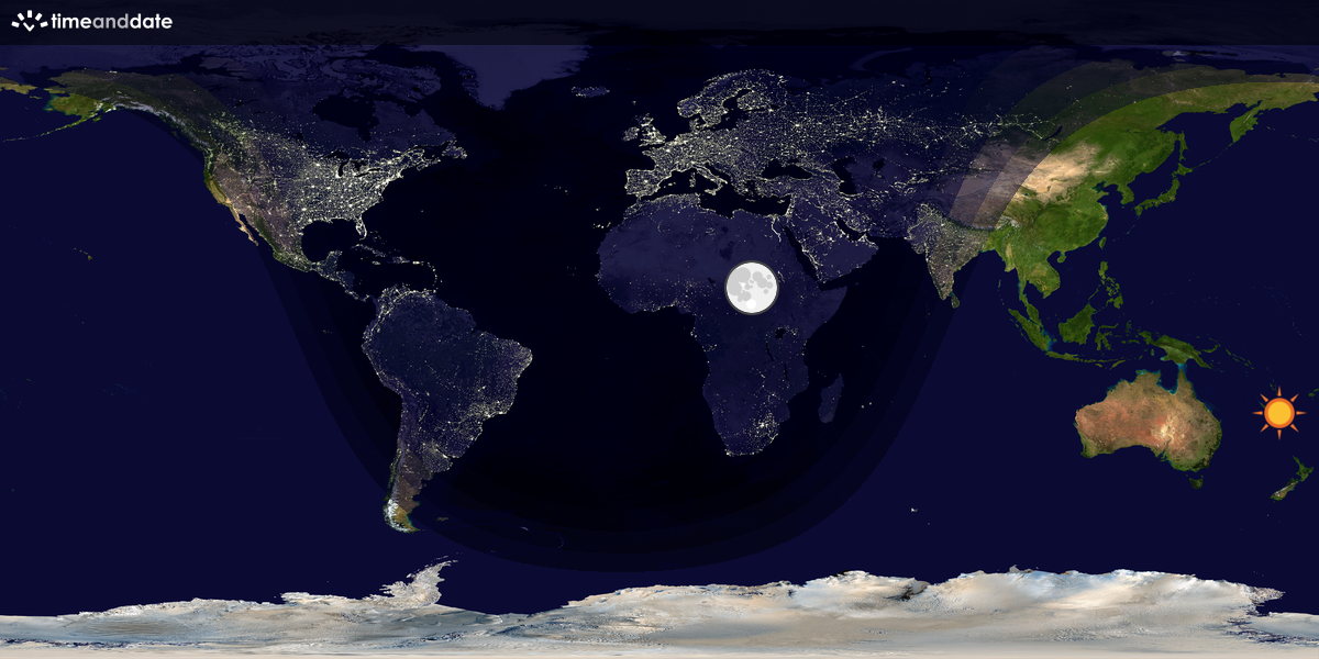 Verdenskart som viser dag og natt 