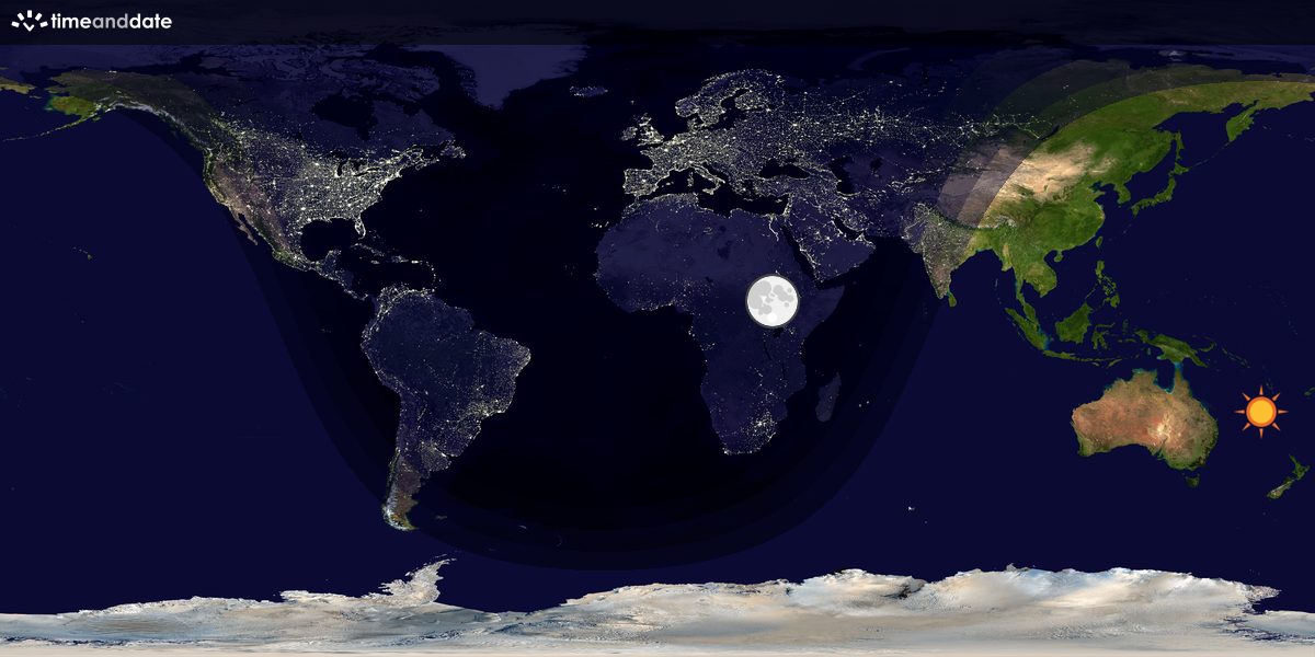 Verdenskart som viser dag og natt 