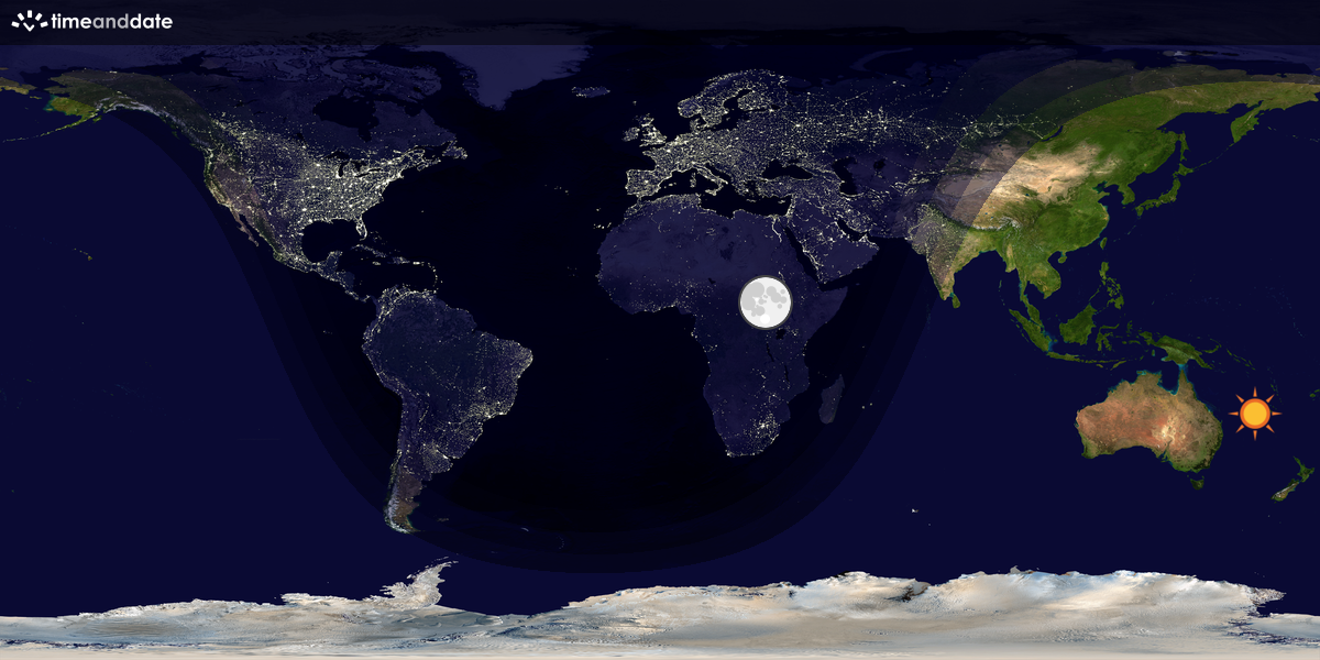 Verdenskart som viser dag og natt 