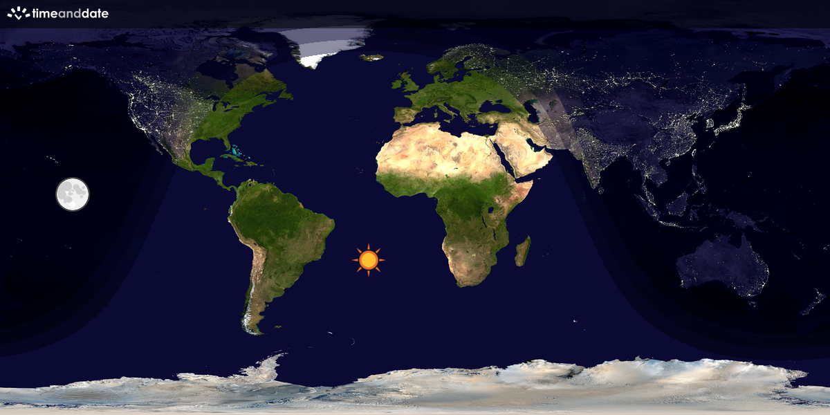 Verdenskart som viser dag og natt 