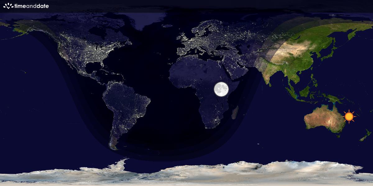 Verdenskart som viser dag og natt 